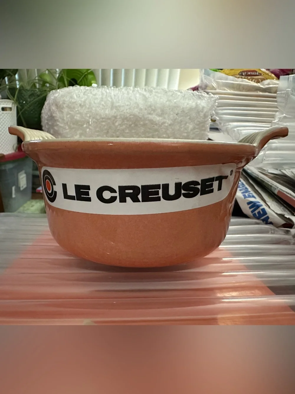 Le Creuset ECI Fondue Pot in Salmon - Vintage